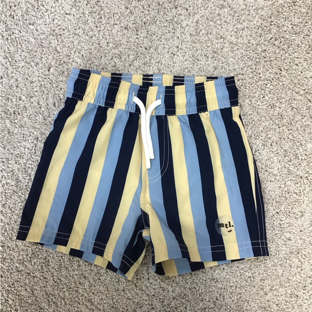 MILES THE LABEL Boys Sunny Stripes Swim Trunks | Size 12-18M